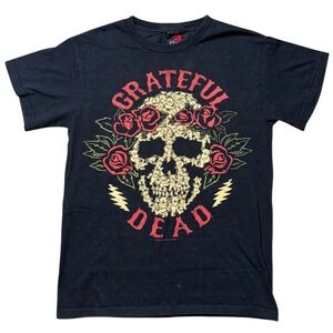 VTG Grateful Dead Skull Roses Lightning Bolt Black T Shirt Zion Size S